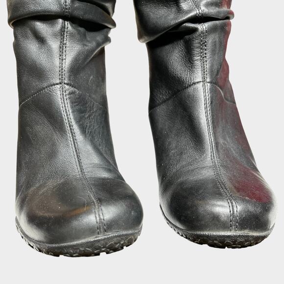 Merrell Lily Black Leather Slouch Wedge Boots - Picture 5 of 7